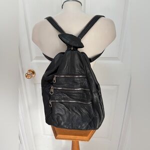 Stylish Black Faux Leather Backpack